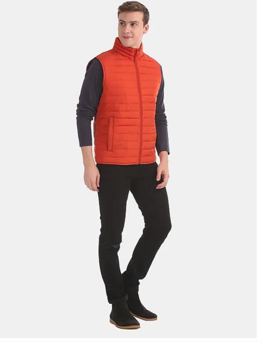 GAP Men's Lightweight Quilted Puffer Vest - Windproof - Orange L ( Like NEW)